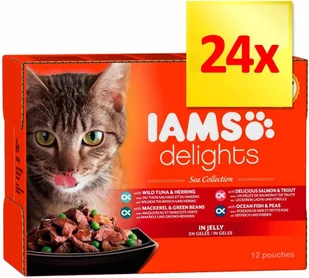 Iams 12 x 85 g Delights + 2 x 85 g Delights Adult Kurczak i indyk w sosie gratis! Rybne smaki w galarecie - Mokra karma dla kotów - miniaturka - grafika 3