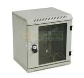 Szafy rack - Triton 10" Szafa wisząca jednosekcyjna RBA-09-AS3-CAX-A1 9U 266mm głębokośc przeszklone drzwi kolor jasnoszary RAL7035 - miniaturka - grafika 1