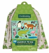 Zabawki interaktywne dla dzieci - Mudpuppy Puzzle podróżne w woreczku 36el.- Zwierzęta świata - miniaturka - grafika 1