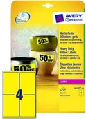 Pozostałe akcesoria dla plastyków - Avery Zweckform Etykiety Heavy Duty; A4, 20 ark./op., 99,1 x 139 mm, żółte, poli - miniaturka - grafika 1