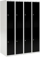 Szafki BHP - AJ Produkty Szafa szatniowa 2 schowki w pionie 4 moduły 1740x1200x550 mm czarny 323986 - miniaturka - grafika 1