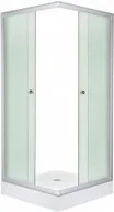 Kabiny prysznicowe - Novoterm Kerra Pico 80x80 profil satyna szkło faktura lnu + brodzik - miniaturka - grafika 1