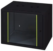 Szafy rack - Digitus Szafa 19inch Wall Cabinet 12HE RAL9005 black without tray with glas door DN-19 12-U-SW - miniaturka - grafika 1