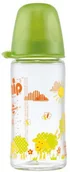 Butelki dla niemowląt - NIP Butelka szklana 240ml Owieczka kolor zielony Boy ze smoczkiem silikonowymroz - miniaturka - grafika 1