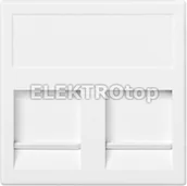 Gniazdka elektryczne - Kontakt Simon KB76/9 Płytka K45, 2x RJ z osłoną; uniwersalna; czysta biel - miniaturka - grafika 1