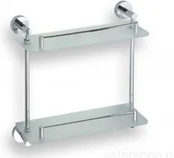 Półki łazienkowe - Bemeta Półka szklana podwójna z relingiem 40x40x12cm OMEGA 104202122 - miniaturka - grafika 1