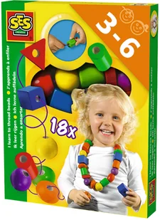 SES Creative Drewniane korale - nauka nawlekania - Zabawki interaktywne dla dzieci - miniaturka - grafika 2