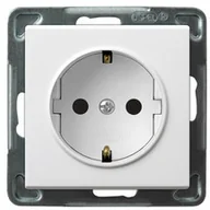 Gniazdka elektryczne - Ospel Gniazdo Pojedyncze z przesłonami torów prądowych GP-1RS/m/00 BIAŁY - miniaturka - grafika 1