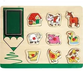 Klocki - Brimarex DREWNIANA UKŁADANKA STEMPELKI NA PINEZKACH 7562 - miniaturka - grafika 1