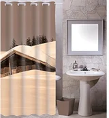 Zasłony prysznicowe - MSV ""Cottage sepia"" 100% poliester zasłona prysznicowa, wielokolorowy (1920/141393) - miniaturka - grafika 1