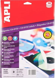 Apli Etykiety na płyty CD/DVD średnica 114/41mm okrągłe białe - Papier do drukarek - miniaturka - grafika 4
