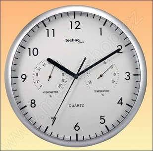Technoline WT 650 zegar ścienny z termometrem i higrometrem, 26 cm średnicy, srebrny WT 650 - Zegary - miniaturka - grafika 2