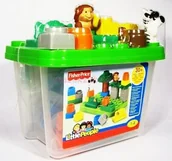 Klocki - Fisher Price Skrzynia pełna klocków Zoo - miniaturka - grafika 1