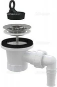 Syfony - Alcaplast ALCA PLAST Spust umywalki 6/4 z przyłączem i nierdzewnym sitkiem O63 A - miniaturka - grafika 1