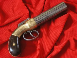 Hiszpania PISTOLET PIEPRZNICZKA SYGNOWANY ALLEN & THURBER 1837r. złoty - Repliki - broń Hiszpania PISTOLET PIEPRZNICZKA SYGNOWANY ALLEN & THURBER 1837r. złoty - Repliki - broń - miniaturka - grafika 1