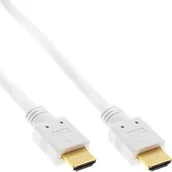 Kable miedziane - InLine 17501 W przewód HDMI (High Speed Ethernet, wtyk/wtyk, 1 m) Biały/złoty 4043718215140 - miniaturka - grafika 1