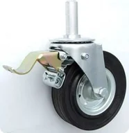 Kółka i bloczki - Zabi Koło metalowo-gumowe w obudowie skrętnej z trzpieniem i hamulcem fi 180 - miniaturka - grafika 1