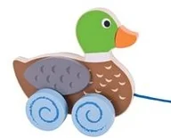 Zabawki interaktywne dla dzieci - Bigjigs Toys Kaczka na sznurku do ciągnięcia Ltd - miniaturka - grafika 1