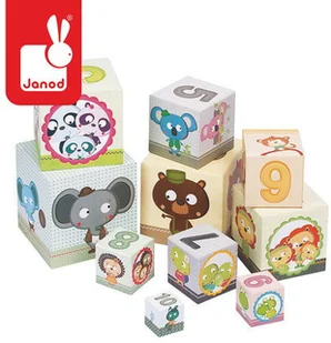 Janod Piramida wieża - Zwierzęta 10 kostek - Klocki - miniaturka - grafika 2