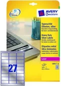 Pozostałe akcesoria dla plastyków - Avery Zweckform Etykiety Heavy Duty srebrne 63,5 x 29,6 mm, 27 etykiet/a4 ZW118 - miniaturka - grafika 1