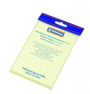 Donau Bloczek samop. , 101x150mm, w linię, 1x100 75gsm, żółty 7597001PL-99 - Etykiety samoprzylepne i bloki etykiet - miniaturka - grafika 3