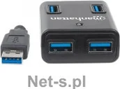 Huby USB - Manhattan Hub SuperSpeed USB 3.0, 4 z zasilaczem (162302) - miniaturka - grafika 1