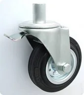 Kółka i bloczki - Zabi Koło metalowo-gumowe w obudowie skrętnej z trzpieniem i hamulcem fi 80 - miniaturka - grafika 1