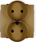 Gniazdka elektryczne - Karlik Gniazdo Podwójne do ramki bez uziemienia 2x2P 8DGPR-2 złoty metalik - miniaturka - grafika 1