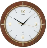 Zegary - AMS 5832 Zegar ścienny radiowy Nowoczesne drewno orzechowe F5832 - miniaturka - grafika 1