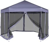 Pawilony ogrodowe - vidaXL vidaXL Namiot ogrodowy sześciokątny z 6 panelami bocznymi granatowy 3,6x3,1 m - miniaturka - grafika 1