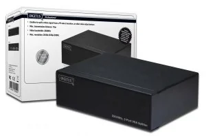 DIGITUS Professional Splitter VGA Professional DS-41100 2 Porty indywidualne wyłączanie z diodą LED statusu metalowa obudowa 2048 x 1536 px czarny - Złącza, przejściówki, adaptery - miniaturka - grafika 3