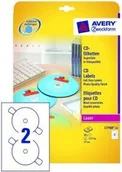 Etykiety do drukarek - Avery Etykiety na płyty CD/DVD Zweckform białe błyszczące supersize 117 mm, 2 et - miniaturka - grafika 1