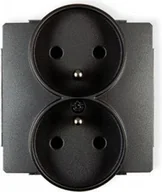 Gniazdka elektryczne - Karlik Gniazdo Podwójne do ramki z uziemieniem 2x2P+Z 11DGPR-2z grafitowy - miniaturka - grafika 1