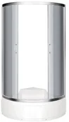 Kabiny prysznicowe - Novoterm Kerra Azalia 80x80 profil chrom szkło grafitowe + brodzik - miniaturka - grafika 1