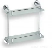 Półki łazienkowe - Bemeta Półka szklana podwójna z relingiem 40x40x12cm OMEGA 104202122 - miniaturka - grafika 1
