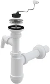 Syfony - Alcaplast Syfon umywalkowy O40 z przyłączem i nierdzewnym sitkiem O63, łańcuszek - miniaturka - grafika 1