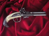 Repliki - broń - Hiszpania TRZYLUFOWY NIEMIECKI PISTOLET SKAŁKOWY Z GŁOWĄ ORŁA 1775r - miniaturka - grafika 1