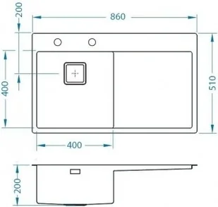 Alveus STYLUX 50-FS stal SATYNA 1084293 - Zlewozmywaki - miniaturka - grafika 2
