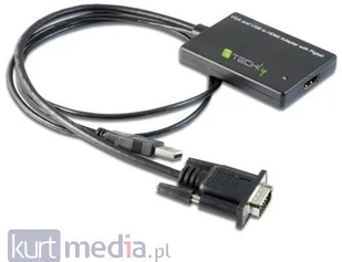 Techly Kabel adapter VGA na HDMI z Audio zasil z USB KKTCKPBV0250 - Kable komputerowe i do monitorów - miniaturka - grafika 4