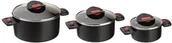 Zestawy garnków i patelni - Ballarini Click+Cook 810000.6 6-częściowy zestaw garnków: 3 garnki i 3 pasujące szklane pokrywki 810000.6 - miniaturka - grafika 1