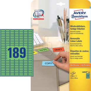 Avery Etykiety usuwalne kolorowe Zweckform zielone - Papier do drukarek - miniaturka - grafika 2