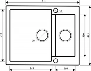 Aquasanita Bella SQC150 601 Czarny metalik - Zlewozmywaki - miniaturka - grafika 2