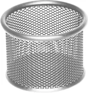 Przyborniki na biurko - Q-CONNECT Pojemnik na przybory Office Set, metalowy, 90x68mm, srebrny KF15104 - miniaturka - grafika 1