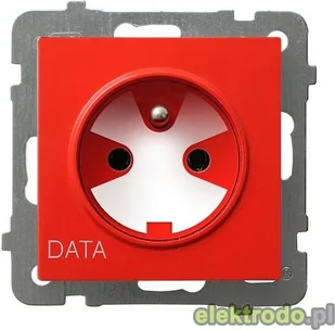 LEDart pojedyncze z uziemieniem DATA z kluczem uprawniającym, bez ramki - Ospel As GP-1GZK/m/00, kolor czerwony, 16A/250V - Gniazdka elektryczne - miniaturka - grafika 2