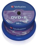Nośniki danych - Verbatim DVD+R 16x 4.7GB 50 MATT SILVER NDVMVRB01190 - miniaturka - grafika 1