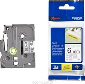 Taśmy do drukarek barwiące - Brother Taśma laminowana 6 mm TZES211 mocny klej (czarne na białym) - miniaturka - grafika 1