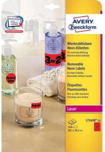 Avery Zweckform Etykiety odblaskowe czerwone 99.1 x 38.1mm 25 arkuszy Zweckform L7263R-25 - Etykiety samoprzylepne i bloki etykiet - miniaturka - grafika 2