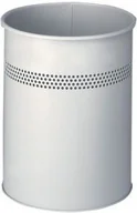 Kosze biurowe - Durable Kosz na śmieci okrągły metalowy 15l perforacja 30mm szary - miniaturka - grafika 1
