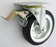 Kółka i bloczki - Zabi Koło metalowo-gumowe w obudowie skrętnej z hamulcem fi 200 - miniaturka - grafika 1