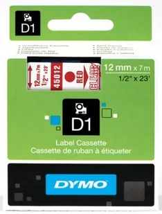 Dymo Taśma D1-12mm/7m, czerwony/przezroczysty S0720520 - Tablice BHP - miniaturka - grafika 2